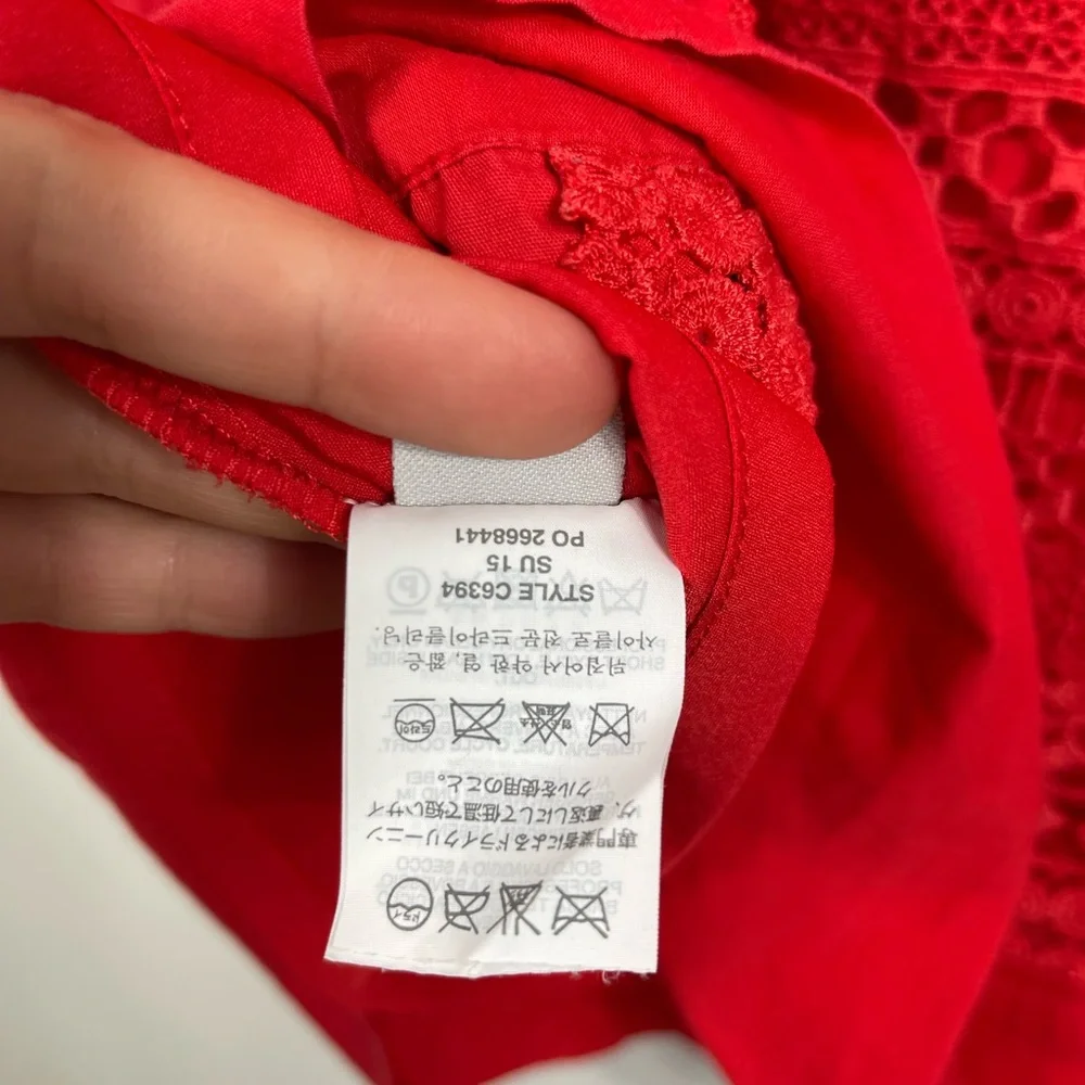 J.Crew Radish Coral-Red Embroidered Lace Sleeveless Shift Dress Cotton Size M - Picture 13 of 14